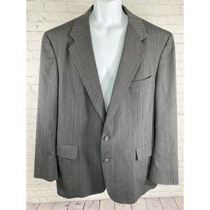 VTG Hunter Haig Stadiem’s Dark Gray Striped Two Button Blazer Jacket Men’s 46R